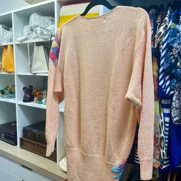 Vintage Sweater with Silk and Bejewelled Appliqué - Picture 6 of 9